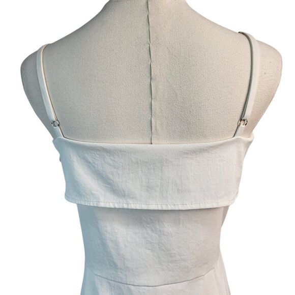 Colovos Size 4 RTR Designer Cream Midi Dress Asymmetrical Hem Side Zip Belted - Picture 9 of 16